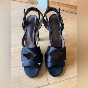 MARNI 2008 black, satin strap 5” heel
